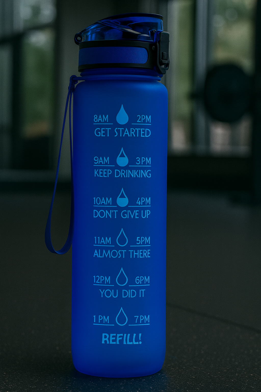 Botella De Agua Deportiva Motivacional Sin Bpa 1 Litro Evo Azul