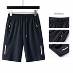 Short Deportivo Hombre Evo Secado Rápido Bolsillos Cierre Azul