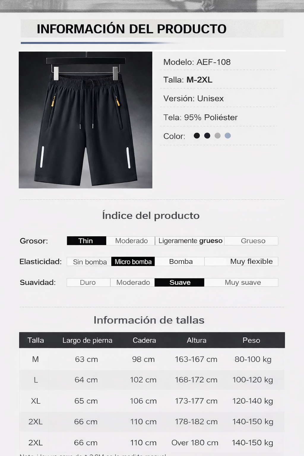 Short Deportivo Hombre Evo Secado Rápido Bolsillos Cierre Azul