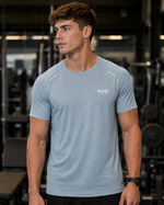 Remera Deportiva Hombre Dry Fit Running Celeste