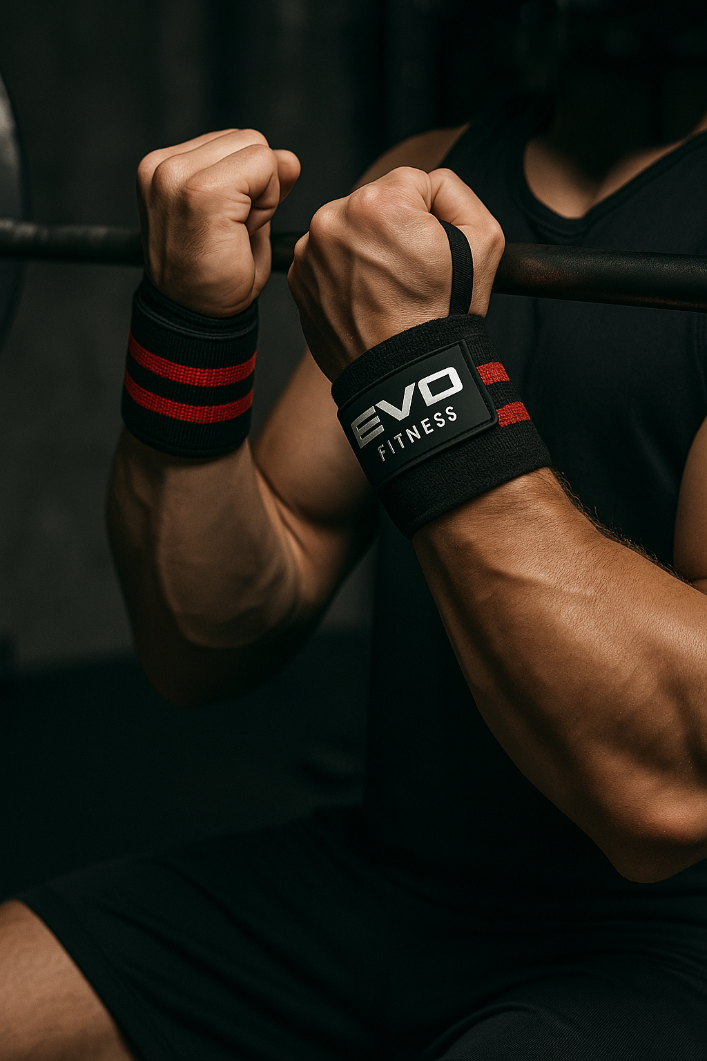 Muñequeras Negro y Rojo EVO Fitness