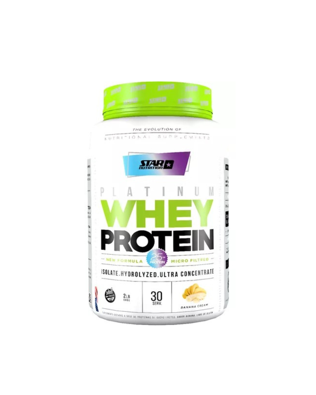 Premium Whey Protein 2 Lb Star Nutrition Proteína Concentrada Sabor Banana Cream