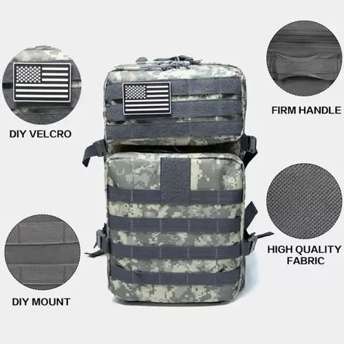 Mochila Táctica Militar Impermeable Verde Oscuro