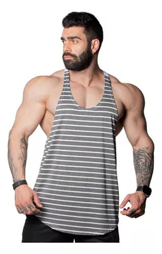 Musculosa Anatomic Viscofit Gris y Blanco