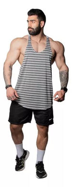 Musculosa Anatomic Viscofit Gris y Blanco