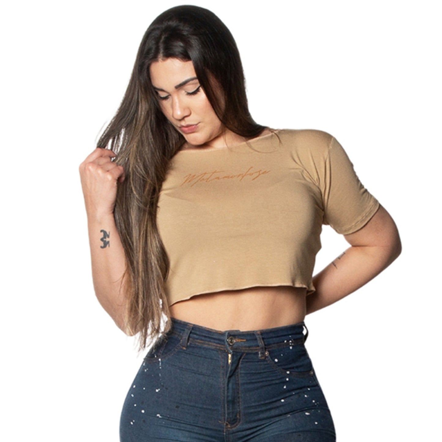 Cropped de Dama Signature Beige