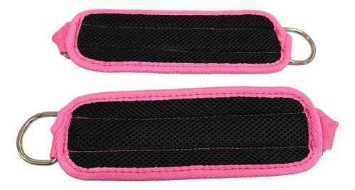 Combo Tobillera Para Polea X2 rosa + Almohadilla De Barra rosa