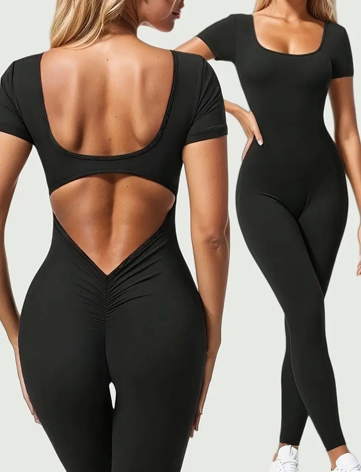 Catsuit manga corta con frunce