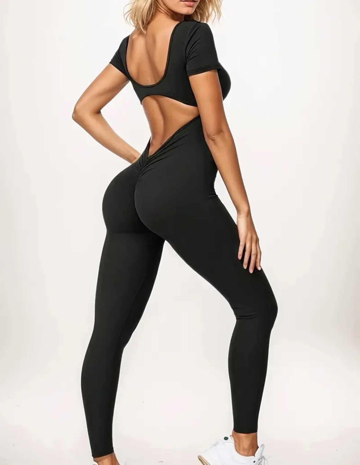 Catsuit manga corta con frunce