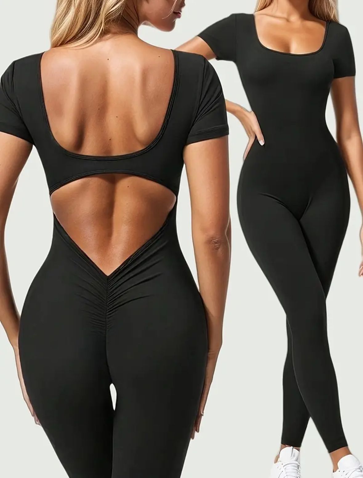 Catsuit manga corta con frunce