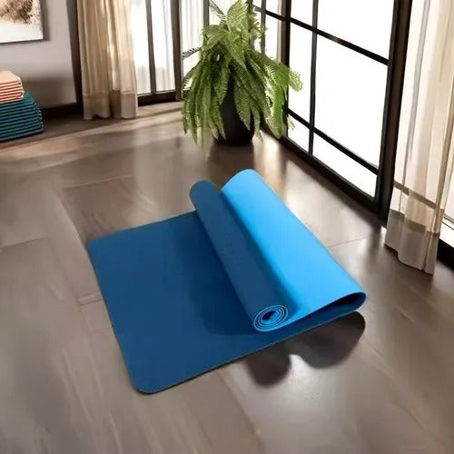 Mat Yoga Colchoneta Eco 8mm Doble Color Azul