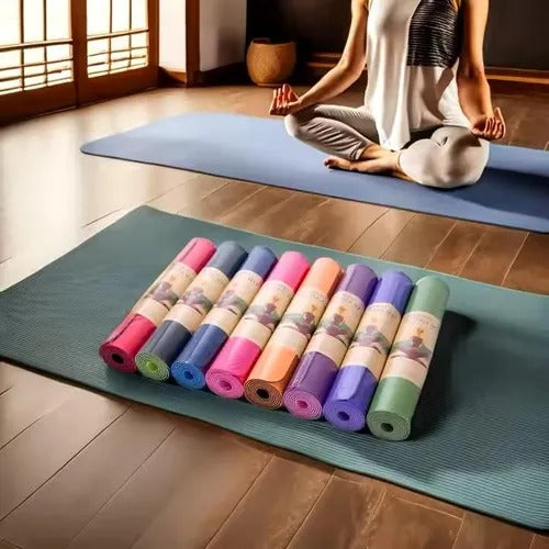 Mat Yoga Colchoneta Eco 8mm Doble Color Azul