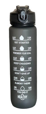 Botella De Agua Deportiva Motivacional Sin Bpa 1 Litro Evo Negra