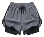 Short Deportivo Gris 2 En 1 Calza Compresión Running Gym