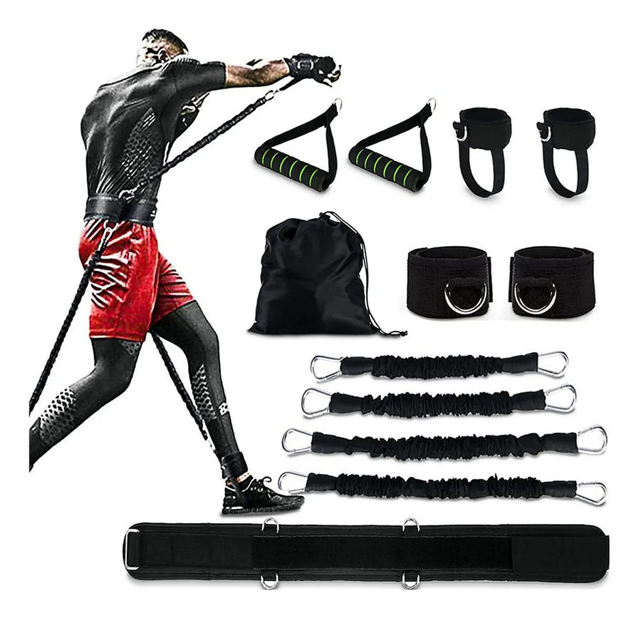 Set De 12 Pz Bandas Elasticas Ayuda Entrenamiento Boxeo Evo Negro