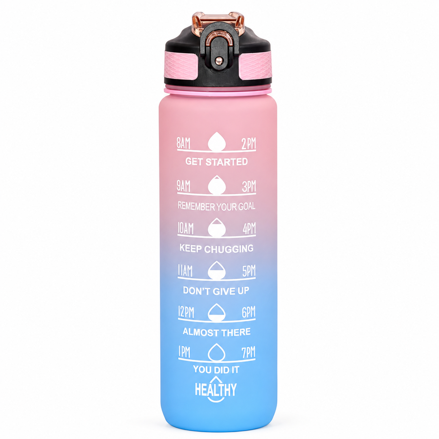 Botella De Agua Deportiva Motivacional Sin Bpa 1 Litro Evo Rosa