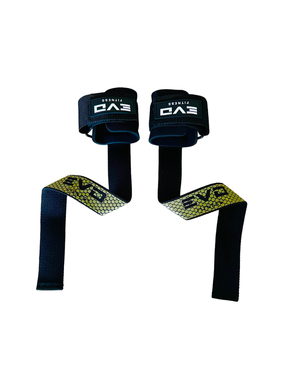 Yellow and gray gel wrist support lifting straps with black adjustable wrist wraps.