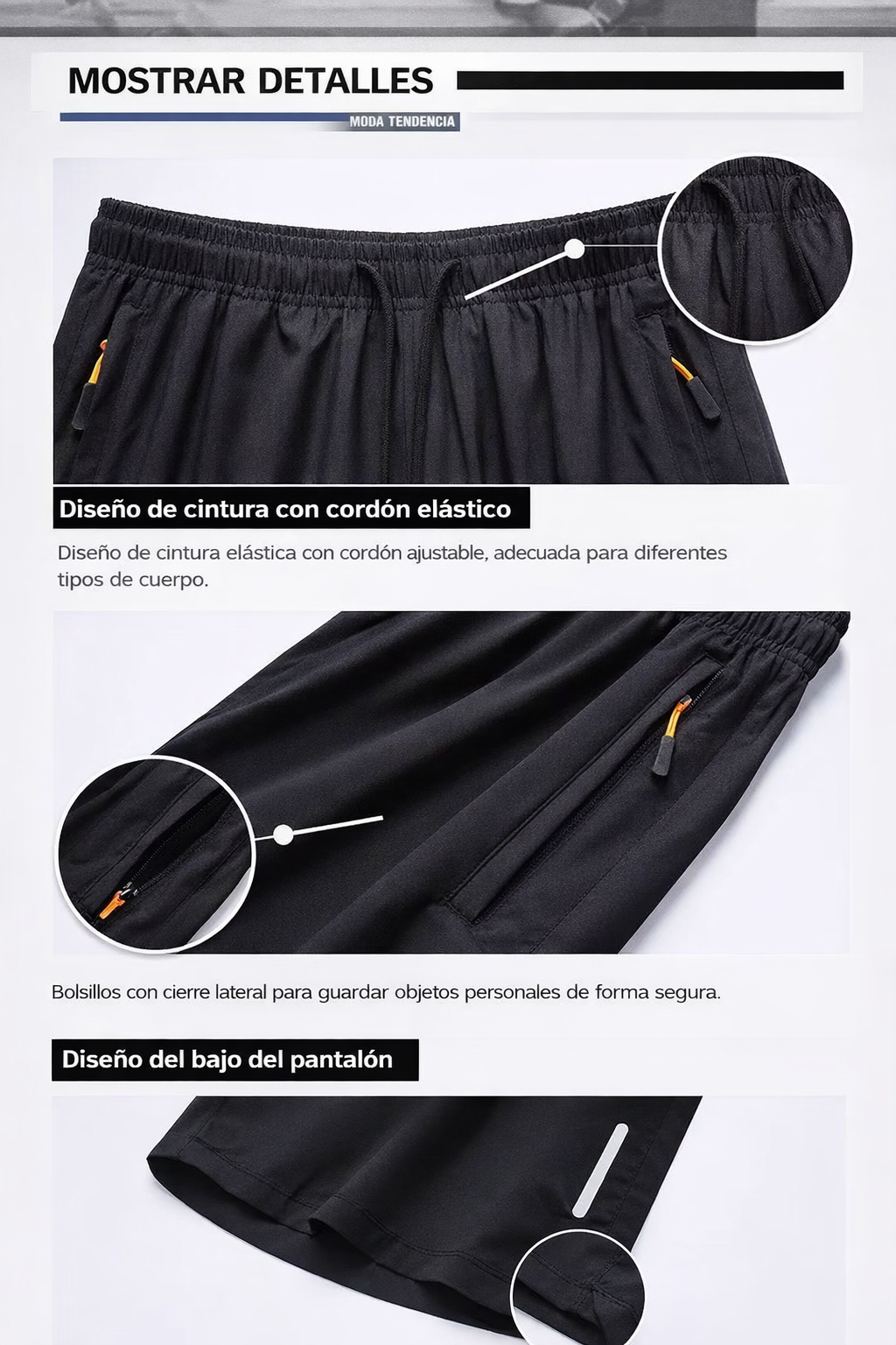 Short Deportivo Hombre Evo Secado Rápido Bolsillos Cierre Azul