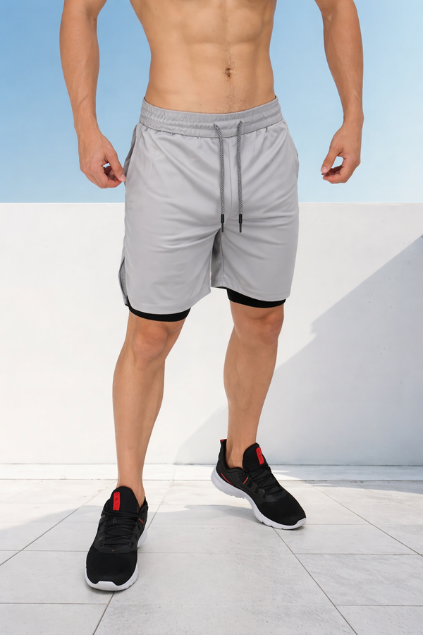 Short con calza gris claro