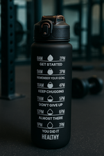 Botella De Agua Deportiva Motivacional Sin Bpa 1 Litro Evo Negra