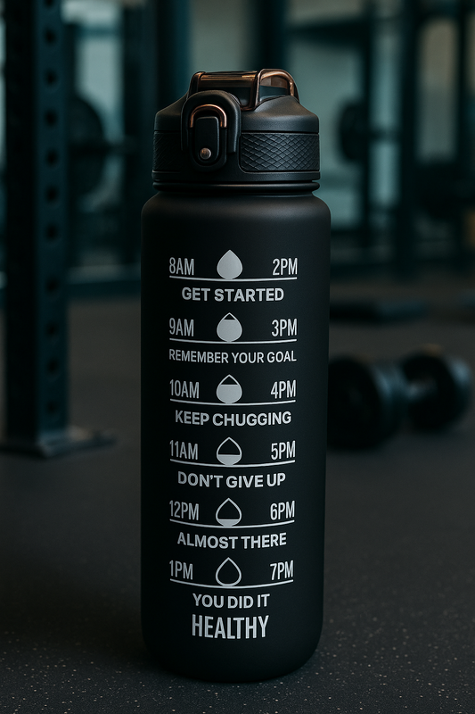 Botella De Agua Deportiva Motivacional Sin Bpa 1 Litro Evo Negra