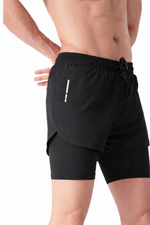 Short Deportivo Negro 2 En 1 Calza Compresión Running Gym