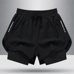 Short Deportivo Negro 2 En 1 Calza Compresión Running Gym