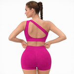 Conjunto top y short con frunce Fuxia