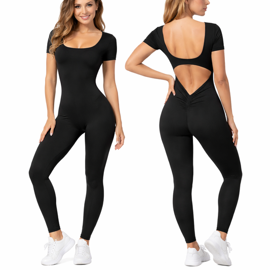 Catsuit manga corta con frunce