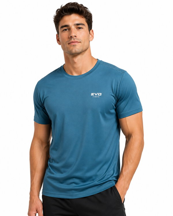 Remera DryFit Running Celeste
