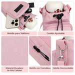 Funda Porta Botella con Correa Ajustable y Bolsillo para celular Rosa