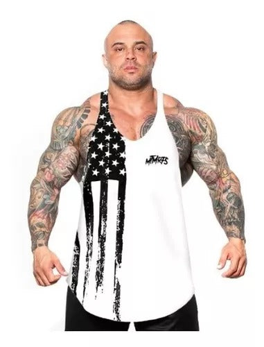 Musculosa Anatomic Usa Flag Blanca