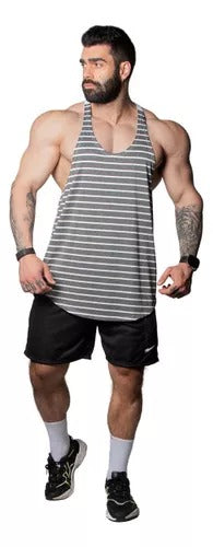 Musculosa Anatomic Viscofit Gris y Blanco