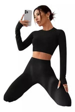 Conjunto Deportivo Calza Push Up + Top Buzo Negro