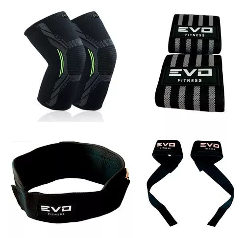 Combo Strap + Rodillera elastica + Cinto Neopreno+ Muñequera