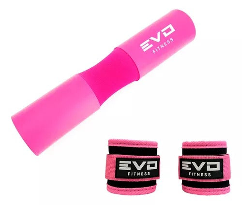 Combo Tobillera Para Polea X2 rosa + Almohadilla De Barra rosa