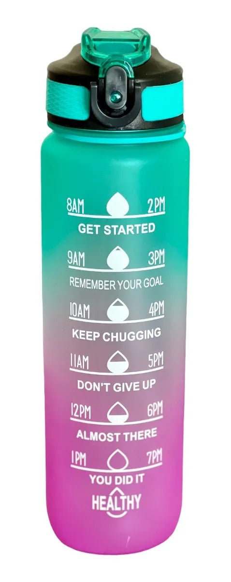 Botella De Agua Deportiva Motivacional Sin Bpa 1 Litro Evo Fuxia