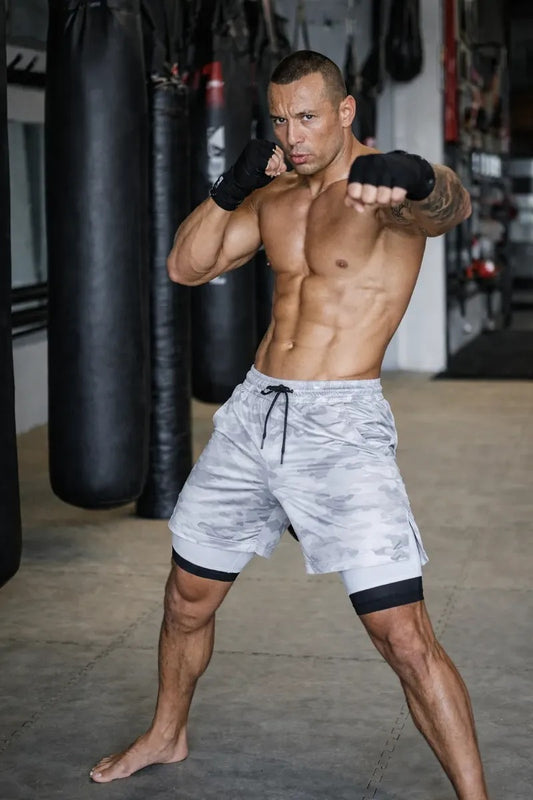 Short con calza blanco camuflado