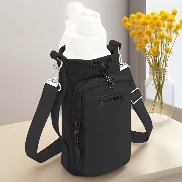 Funda Porta Botella con Correa Ajustable y Bolsillo para celular