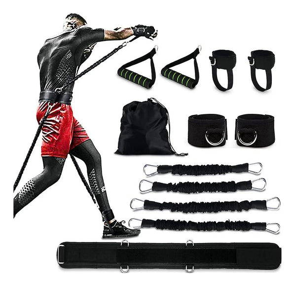 Set De 12 Pz Bandas Elasticas Ayuda Entrenamiento Boxeo Evo Negro