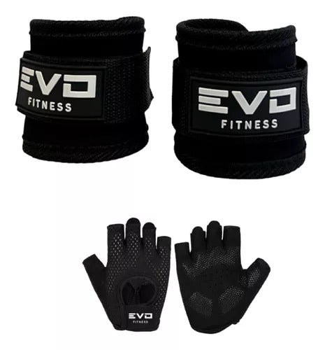Combo Tobilleras EVO para poleax2 Negras + Guantes EVO Negros
