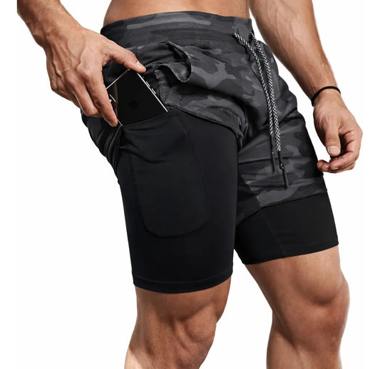 Short con calza negro y gris militar