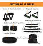 Set De 12 Pz Bandas Elasticas Ayuda Entrenamiento Boxeo Evo Negro