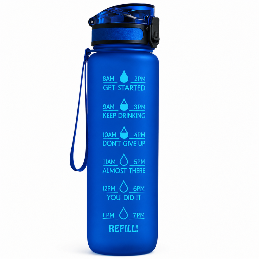 Botella De Agua Deportiva Motivacional Sin Bpa 1 Litro Evo Azul