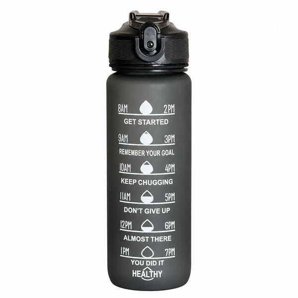 Botella De Agua Deportiva Motivacional Sin Bpa 1 Litro Evo Negra