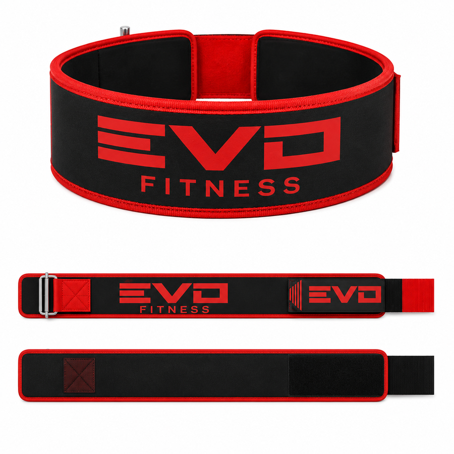 Cinturon Rojo Powerlifting Neopreno Lumbar Hebilla Traba