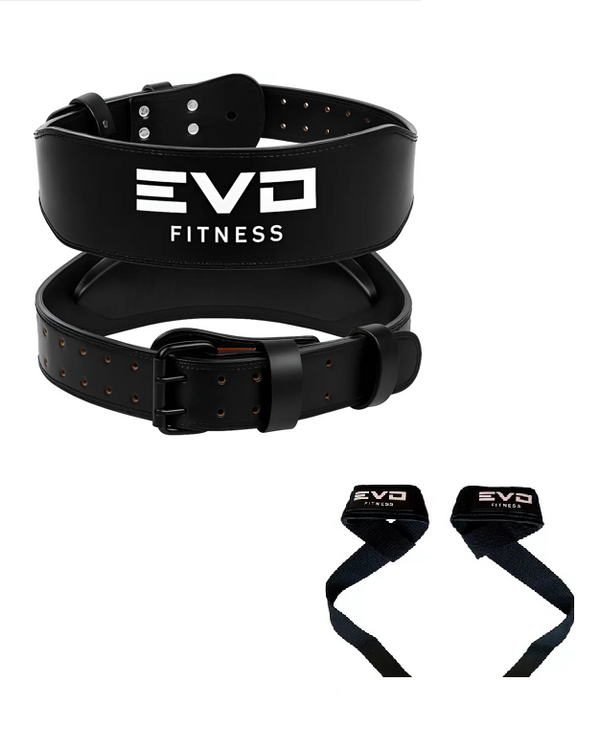 Combo espalda, cinto de cuero 100% + straps