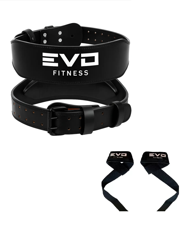 Combo espalda, cinto de cuero 100% + straps